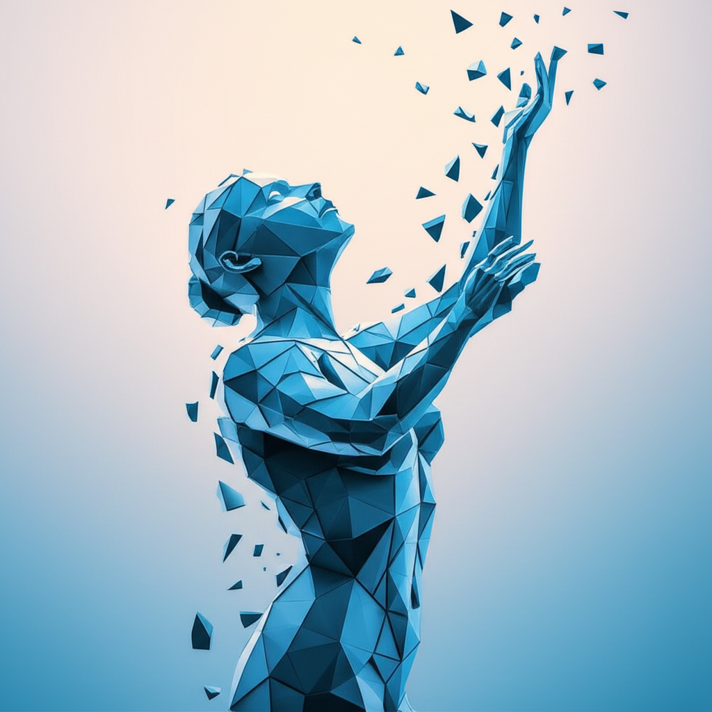 Fragmented human figure representing hope and healing